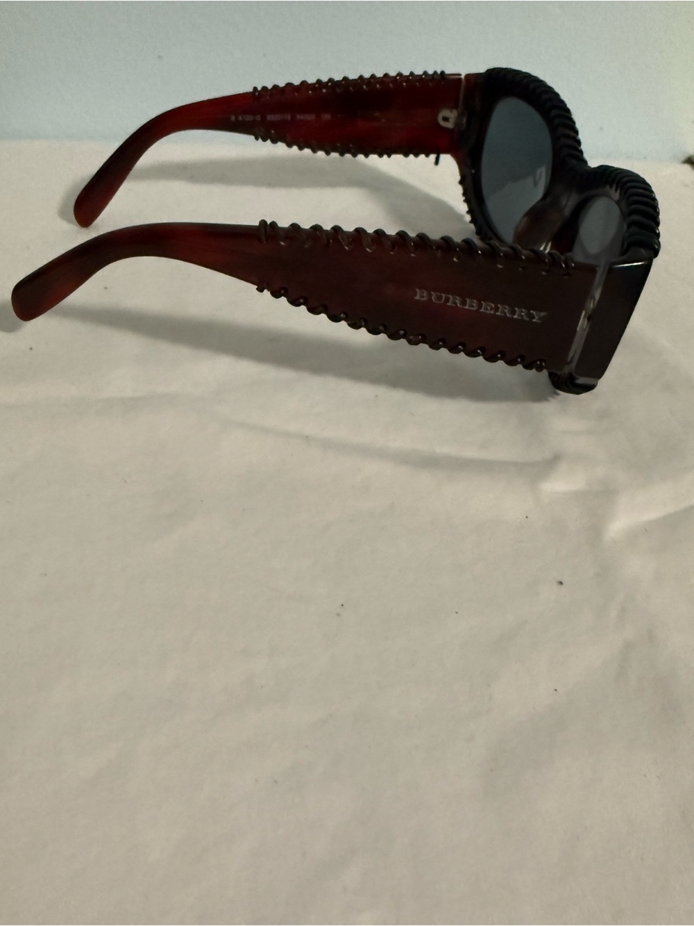 Burberry Dark Brown Oval Sunglasses with Black leather Trim! So unique! - Picture 2 of 12